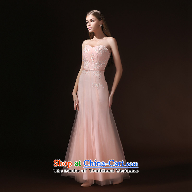 According to Lin Sha evening dresses 2015 new spring and summer and chest bride wedding services long gathering bows dinner will dress skirt female pink M according to Lin Sha , , , shopping on the Internet