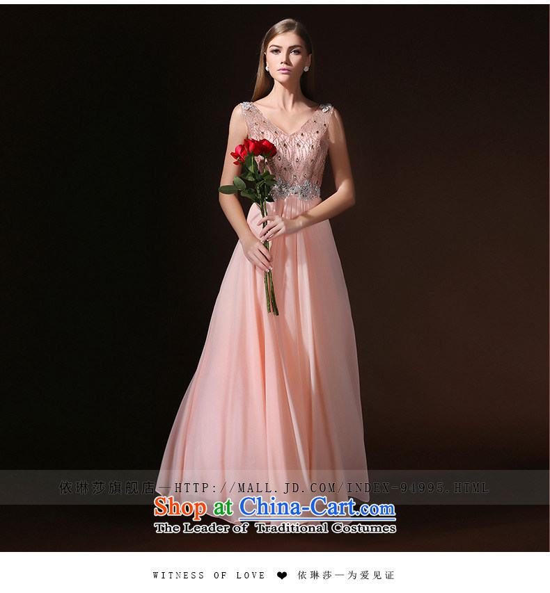 According to Lin Sha new shoulders V-Neck Korean long tail bride toasting champagne small banquet evening dress stylish Summer 2015 Spring pink L picture, prices, brand platters! The elections are supplied in the national character of distribution, so action, buy now enjoy more preferential! As soon as possible.