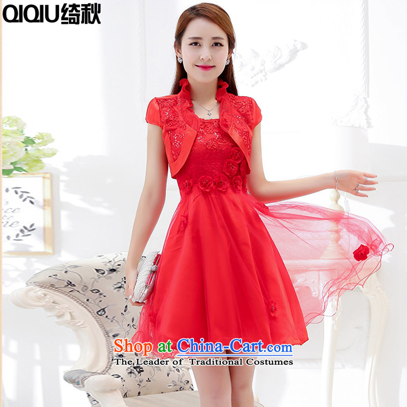 As autumn wedding dress bridesmaid to skirt the children with lace 2015 new back to marry the red bows Services?recommendations 82-102 Code Red M catty weight through