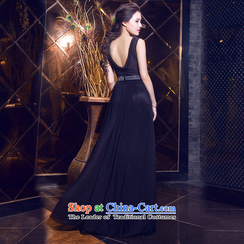 Love of the overcharged elegant parquet drill a new summer 2015 Field shoulder round-neck collar long black skirt banquet evening dresses wedding dress bows to yield to the black love of the S, shopping on the Internet has been pressed.