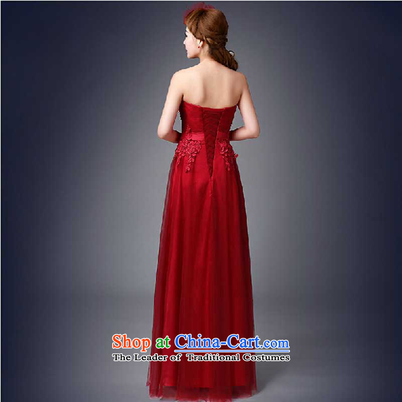 The new Korean fashion 2015 anointed chest Sau San evening dress bride wedding dress spring and summer tie bows serving long dark red M, pure love bamboo yarn , , , shopping on the Internet