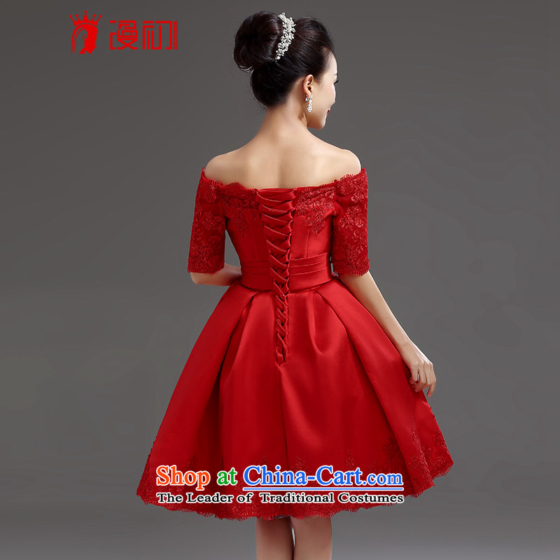 In the early 2015 new man bridesmaid short of small dress skirt a bride bows field shoulder straps lace princess skirt red S early man , , , shopping on the Internet