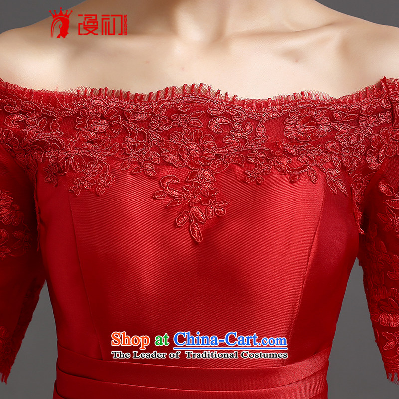 In the early 2015 new man bridesmaid short of small dress skirt a bride bows field shoulder straps lace princess skirt red S early man , , , shopping on the Internet