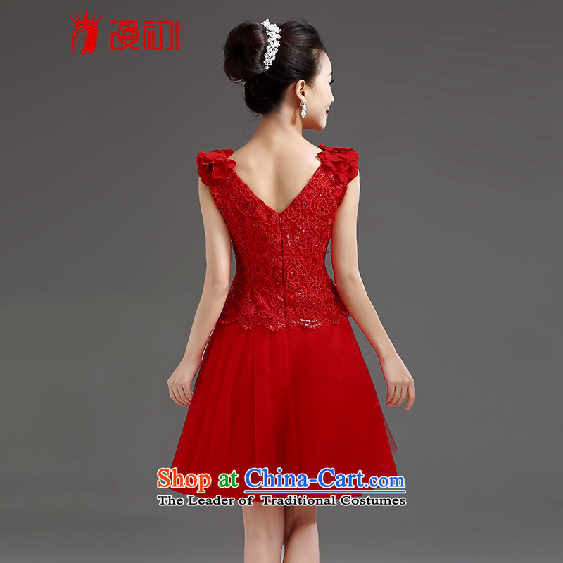 In the early 2015 new man bridesmaid short of small dress skirt bride evening dress shoulders short, lace princess skirt red S early man , , , shopping on the Internet