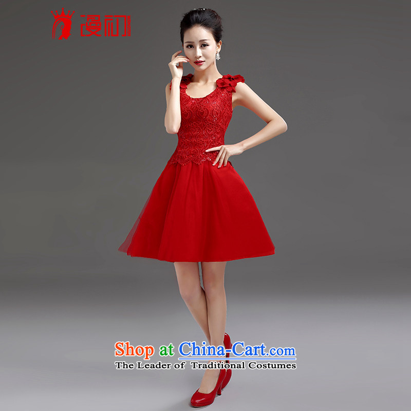 In the early 2015 new man bridesmaid short of small dress skirt bride evening dress shoulders short, lace princess skirt red S early man , , , shopping on the Internet