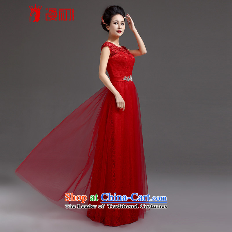 In the early 2015 new man wedding dresses red long marriages lace shoulders evening dresses bows to the beginning of the Flood M , , , Red shopping on the Internet