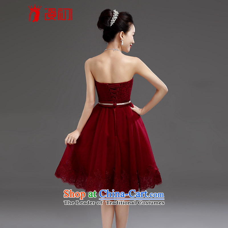 In the early 2015 new definition of small dress bride evening dresses marriage bridesmaid service, wine red lace bows serving wine red S early man , , , shopping on the Internet