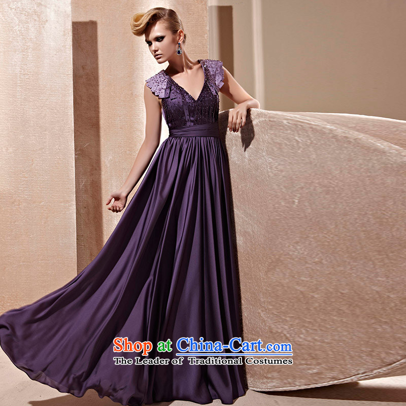 Creative Fox evening dresses 2015 new sexy deep V evening dresses purple long drink service noble banquet moderator dress 81255 color picture XL, creative Fox (coniefox) , , , shopping on the Internet