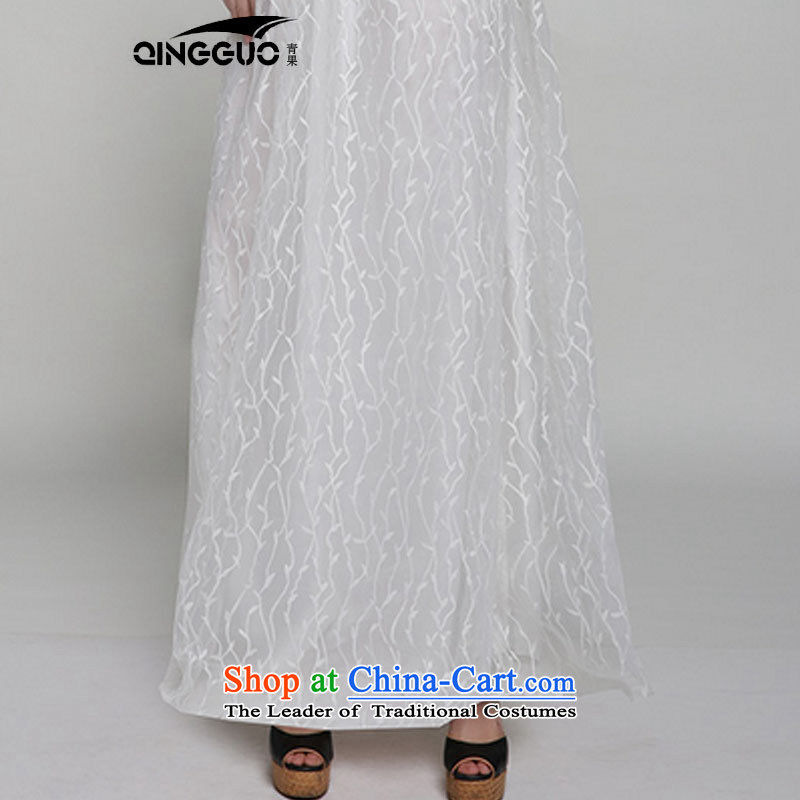 The West's 2015 Spring/Summer new dresses evening dresses dragging long skirt embroidered 7008 White M West's shopping on the Internet has been pressed.