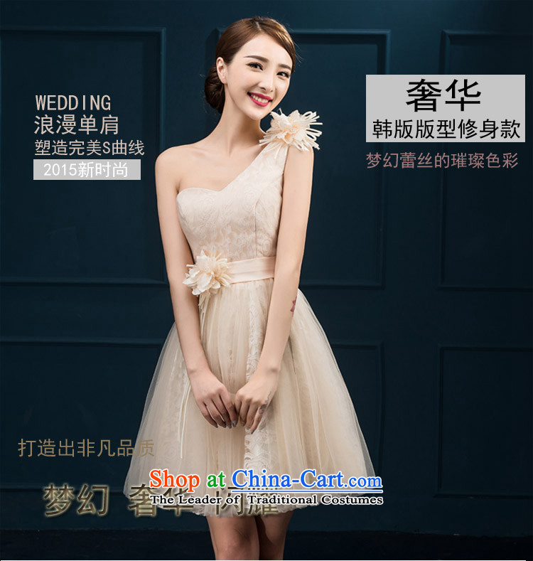 Short of evening dresses 2015 new marriages champagne color bridesmaid dress shoulder small female white L pictures dresses, prices, brand platters! The elections are supplied in the national character of distribution, so action, buy now enjoy more preferential! As soon as possible.