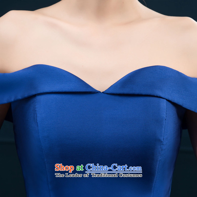 The first field shoulder banquet dresses 2015 new short summer evening dress) Gathering of Female dress bride bows services to red or blue color, L, Stephanie (dayinni tone) , , , shopping on the Internet