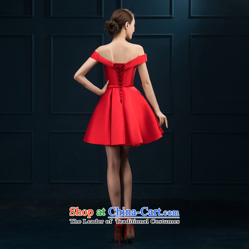 The first field shoulder banquet dresses 2015 new short summer evening dress) Gathering of Female dress bride services red red XXL, bows to tone (dayinni ni) , , , shopping on the Internet