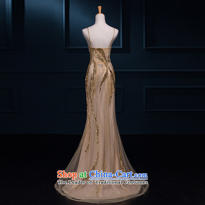There is a charming and wedding dresses shoulders evening dresses banquet moderator dress gold long marriages bows to gold 10 yards, HOC , , , shopping on the Internet
