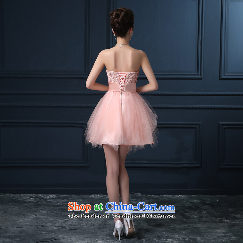 Summer 2015 new Korean shoulders bridesmaid short of marriages banquet evening dresses pink XL suzhou embroidery brides, shipment has been pressed shopping on the Internet