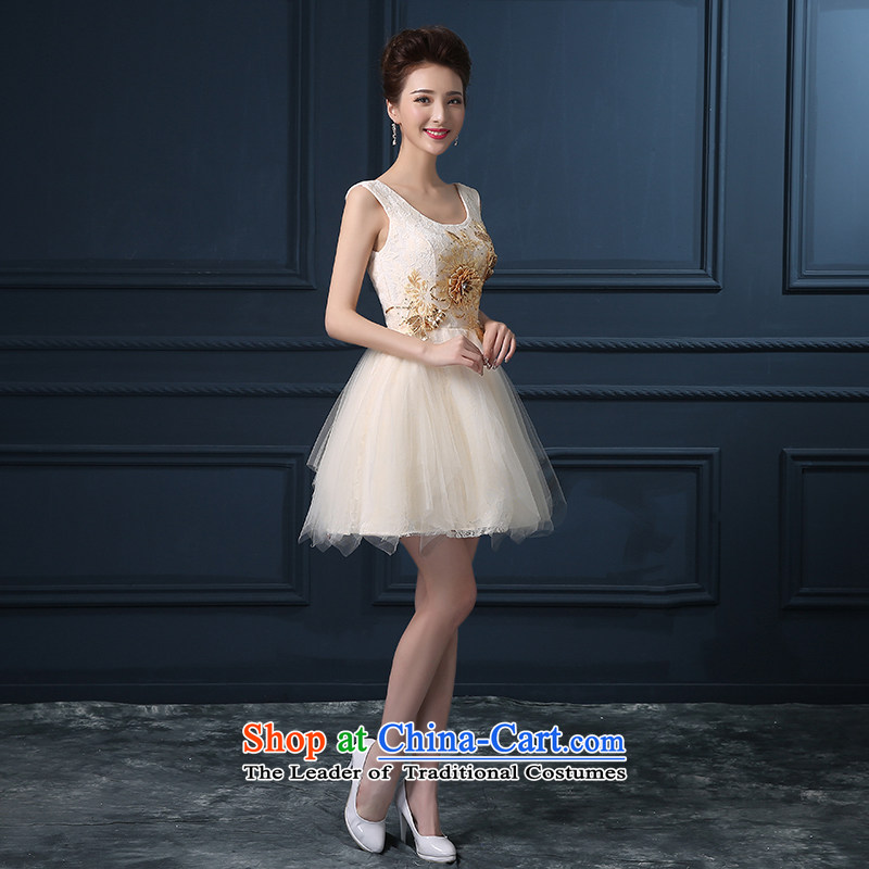 Summer 2015 Korean shoulders large graphics thin marriages bows service banquet evening dresses XXXL champagne color embroidered, Suzhou shipment bride shopping on the Internet has been pressed.