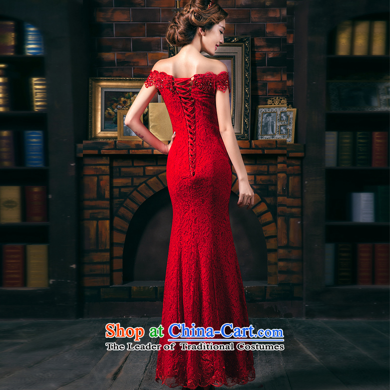 Hillo XILUOSHA Lisa (2015) bows Service Bridal Fashion evening dresses long crowsfoot Sau San wedding wedding dress a field shoulder autumn and winter chinese red alignment to shorten yi wearing shoes 160-165cm M Hillo Lisa (XILUOSHA) , , , shopping on the Internet