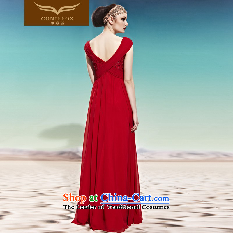 Creative Fox evening dresses and sexy Deep v red bride wedding dress evening drink service banquet will bridesmaid dress long skirt 58001 color pictures , L, creative Fox (coniefox) , , , shopping on the Internet