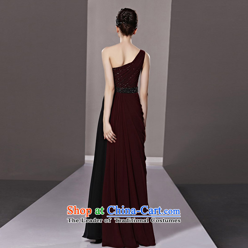 Creative Fox evening dresses red dress bride winter clothing single shoulder length toasting champagne evening dress) to align the noble annual meeting under the auspices of evening dresses 81335 picture color XXL, creative Fox (coniefox) , , , shopping on the Internet