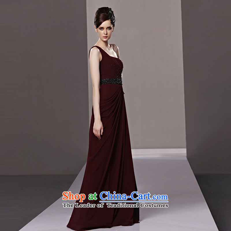 Creative Fox evening dresses red dress bride winter clothing single shoulder length toasting champagne evening dress) to align the noble annual meeting under the auspices of evening dresses 81335 picture color XXL, creative Fox (coniefox) , , , shopping on the Internet
