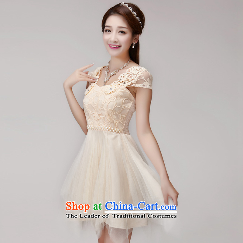 Four two-yi 2015 Summer Lei silk-screened by the aristocratic princess elastic waist sweet temperament princess dress 1648 apricot color two-M, Yi , , , shopping on the Internet