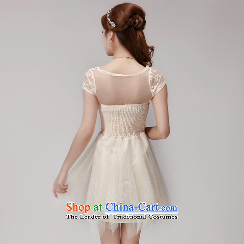 Four two-yi 2015 Summer Lei silk-screened by the aristocratic princess elastic waist sweet temperament princess dress 1648 apricot color two-M, Yi , , , shopping on the Internet