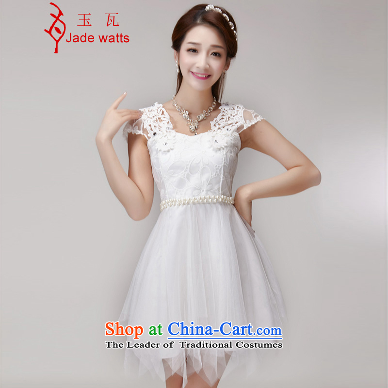 Yuk-W?2015 Summer Lei silk-screened by the aristocratic princess elastic waist sweet temperament princess dress 4042nd White?M