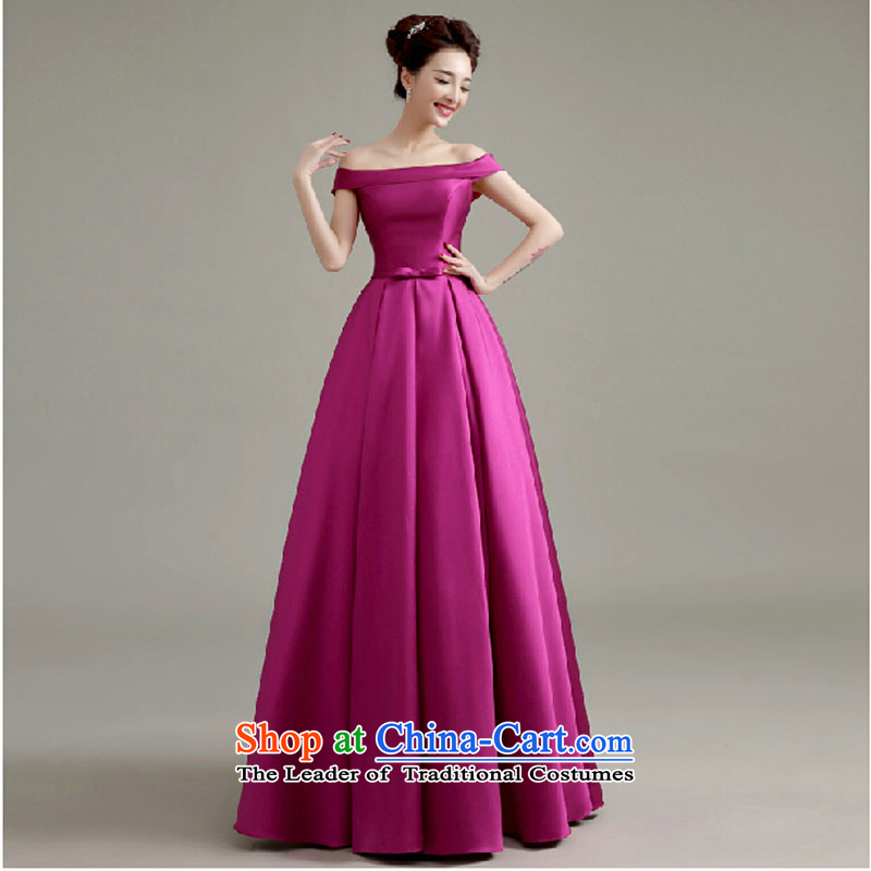 Banquet evening dresses long 2015 Spring bride bows to the annual meeting of persons chairing the word wedding dress shoulder female red long pure love bamboo yarn XL, , , , shopping on the Internet
