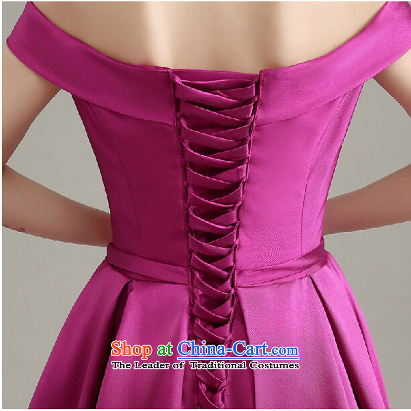 Banquet evening dresses long 2015 Spring bride bows to the annual meeting of persons chairing the word wedding dress shoulder female red long pure love bamboo yarn XL, , , , shopping on the Internet