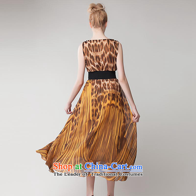 The estimated 8393# NZ 2015 Ultra spring and summer new Leopard gradients and sexy dress skirt large long skirt red , L, Niue, the , , , shopping on the Internet
