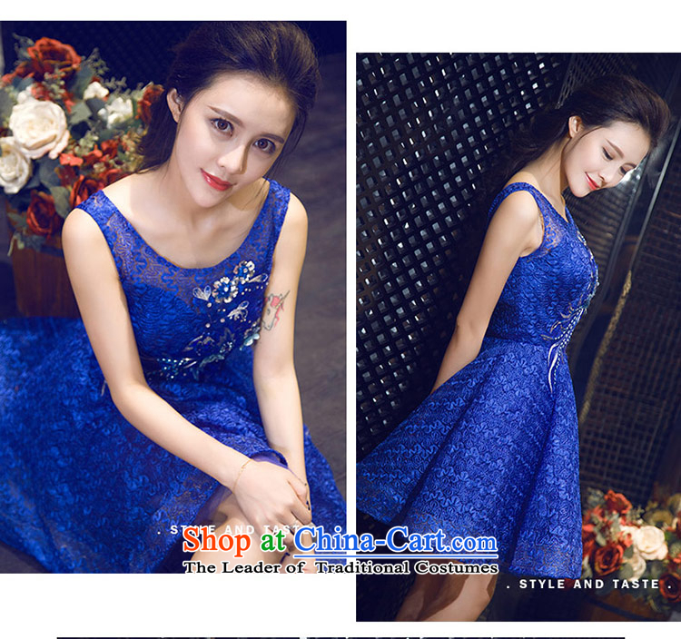 Love of the overcharged retro diamond 2015 Summer new word shoulder round-neck collar, blue short skirt bows service banquet evening dresses marriage bridesmaid services sapphire blue XL Photo, prices, brand platters! The elections are supplied in the national character of distribution, so action, buy now enjoy more preferential! As soon as possible.