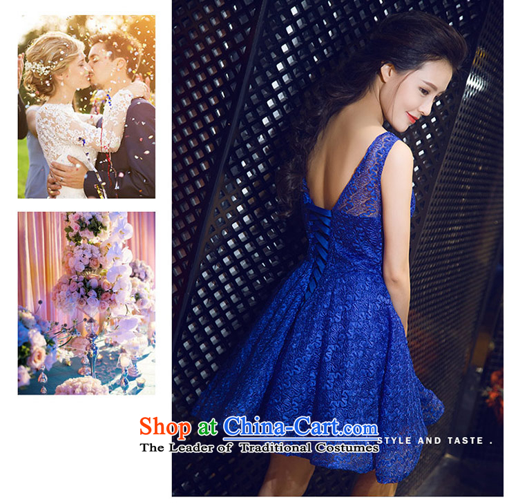 Love of the overcharged retro diamond 2015 Summer new word shoulder round-neck collar, blue short skirt bows service banquet evening dresses marriage bridesmaid services sapphire blue XL Photo, prices, brand platters! The elections are supplied in the national character of distribution, so action, buy now enjoy more preferential! As soon as possible.