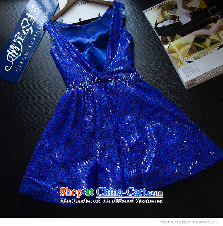 Love of the overcharged elegant nail Pearl 2015 Summer new word shoulder round-neck collar back short, bows to skirt marriage bridesmaid service banquet dinner dress Sapphire Blue M picture, prices, brand platters! The elections are supplied in the national character of distribution, so action, buy now enjoy more preferential! As soon as possible.