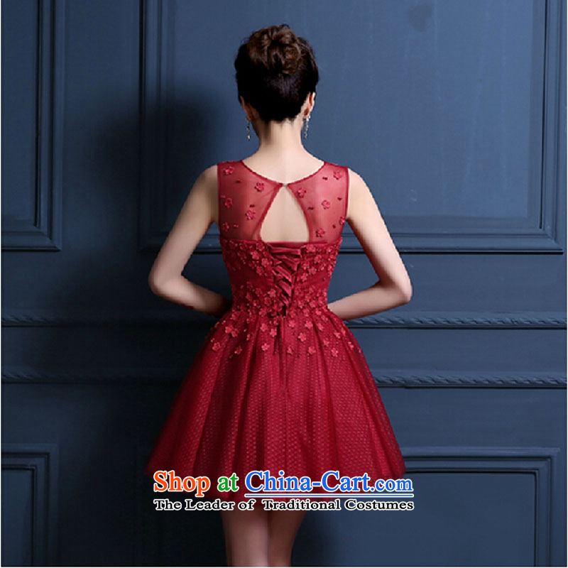 The new small spring 2015 bride toasting champagne dress uniform marriage bridesmaid service, dresses banquet evening dresses summer female deep red M pure love bamboo yarn , , , shopping on the Internet