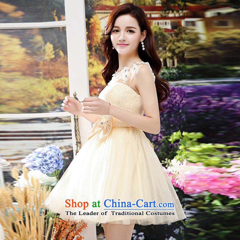 Kam Ming Yue 2015 summer seven new irrepressible wedding dresses bows services evening dress short of Ms. banquet service apricot XL, Kam Ming Yue , , , 7 shopping on the Internet
