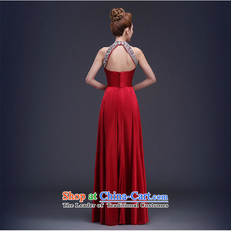 Pure Love bamboo yarn upscale dress new dress bride dress bridesmaid embroidered dress pearl bare back upscale gown stage costumes deep red plain love bamboo yarn XXL, shopping on the Internet has been pressed.