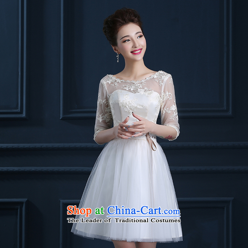 Bridesmaid dress Summer 2015 New 2 large shoulder graphics thin feast marriages banquet dinner dress in champagne color sleeves , Suzhou XXL shipment has been pressed bride embroidered shopping on the Internet