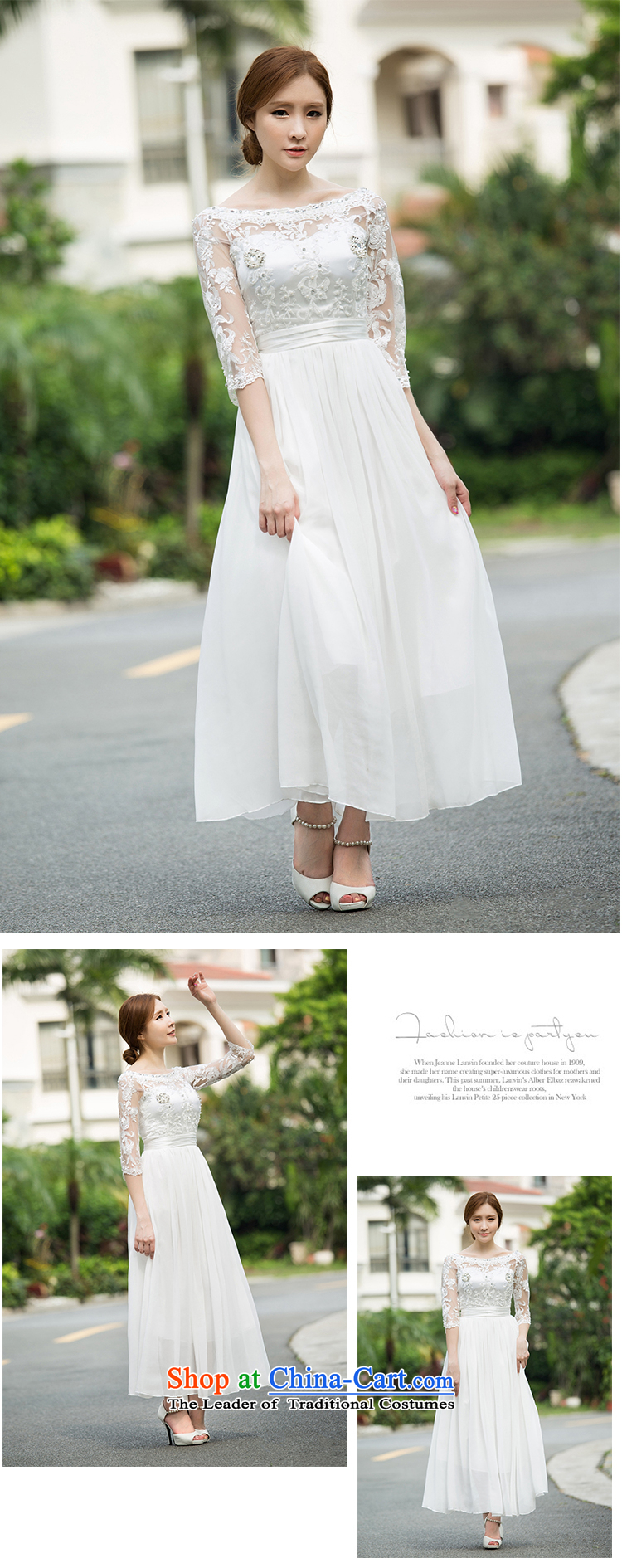 2015 Autumn is women's clothes new diamond temperament 7 cuff dress dresses palace of nostalgia for the peri tourist resort skirt long skirt C0018 white S picture, prices, brand platters! The elections are supplied in the national character of distribution, so action, buy now enjoy more preferential! As soon as possible.