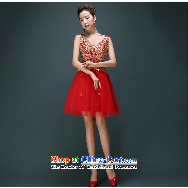 2015 new marriages bows services red) bridesmaid dress performances will dress Korean dinner summer pink S, white first into about shopping on the Internet has been pressed.