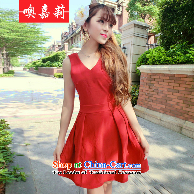 Oh Kar Lei 2015 Summer new stylish look sexy female straps and sexy back deep V-Neck Bow Tie dress dressesas four majorred
