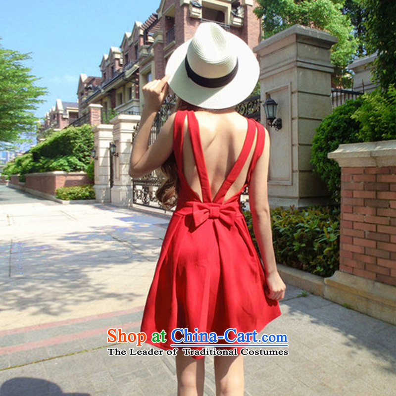 Oh Kar Lei 2015 Summer new stylish look sexy female straps and sexy back deep V-Neck Bow Tie dress dresses as four major red, Oh Kar Lei Shopping on the Internet has been pressed.