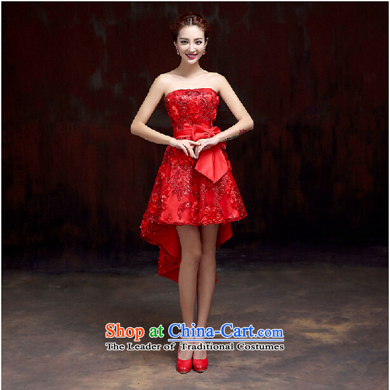2015 high quality custom anointed bride chest luxurious wedding dresses red spring stylish new bride wedding dress front stub after gown red tailored please contact customer service, pure love bamboo yarn , , , shopping on the Internet