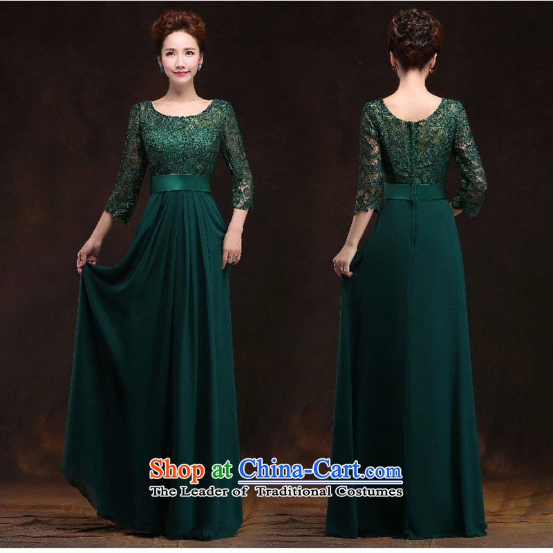 Long-sleeved clothing brides toasting champagne evening dresses long stylish shoulders Sau San banquet evening bridesmaid services exhibition of the new green plain love bamboo yarn, , , , shopping on the Internet