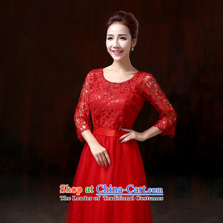 Evening dress long gown bows services 2015 bride shoulders video thin bridesmaid dress a field shoulder lace dress toner red L picture, prices, brand platters! The elections are supplied in the national character of distribution, so action, buy now enjoy more preferential! As soon as possible.
