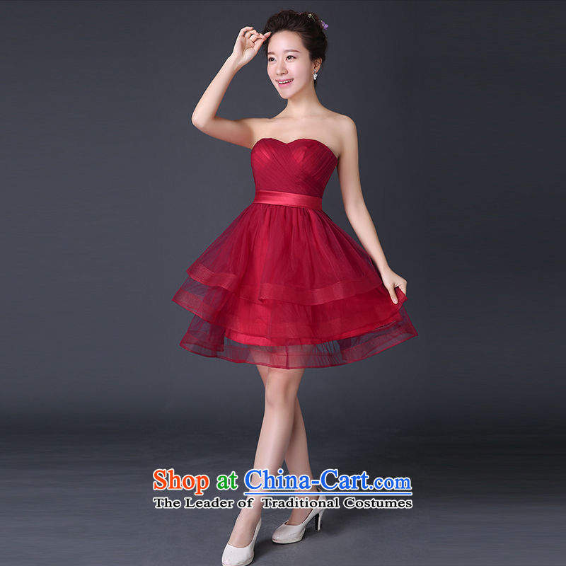 Toasting champagne bride services 2015 new summer bridesmaid services shoulder red, dresses marriage skirt Sau San Female Red L , Suzhou embroidery brides shipment has been pressed shopping on the Internet