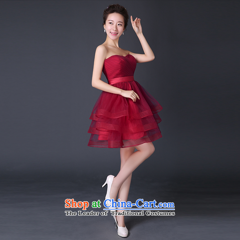Toasting champagne bride services 2015 new summer bridesmaid services shoulder red, dresses marriage skirt Sau San Female Red L , Suzhou embroidery brides shipment has been pressed shopping on the Internet