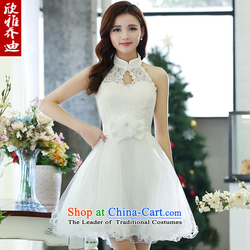 Yan Nga Jodie bridesmaid dress new spring 2015 new products sleeveless short skirt lace evening dress uniform white marriages , L, Yan Nga Jodie (XINYAJODI) , , , shopping on the Internet