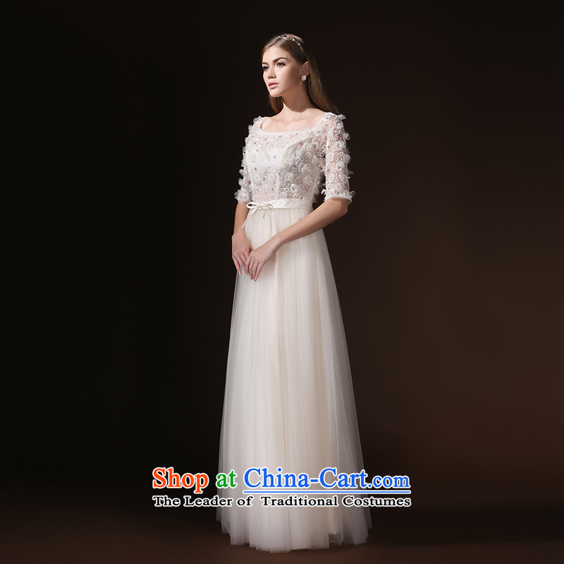 According to Lin Sha evening dress the Word 2015 new long-sleeved bride bows services shoulder summer evening dress moderator long beige S, according to Lin Sha , , , shopping on the Internet