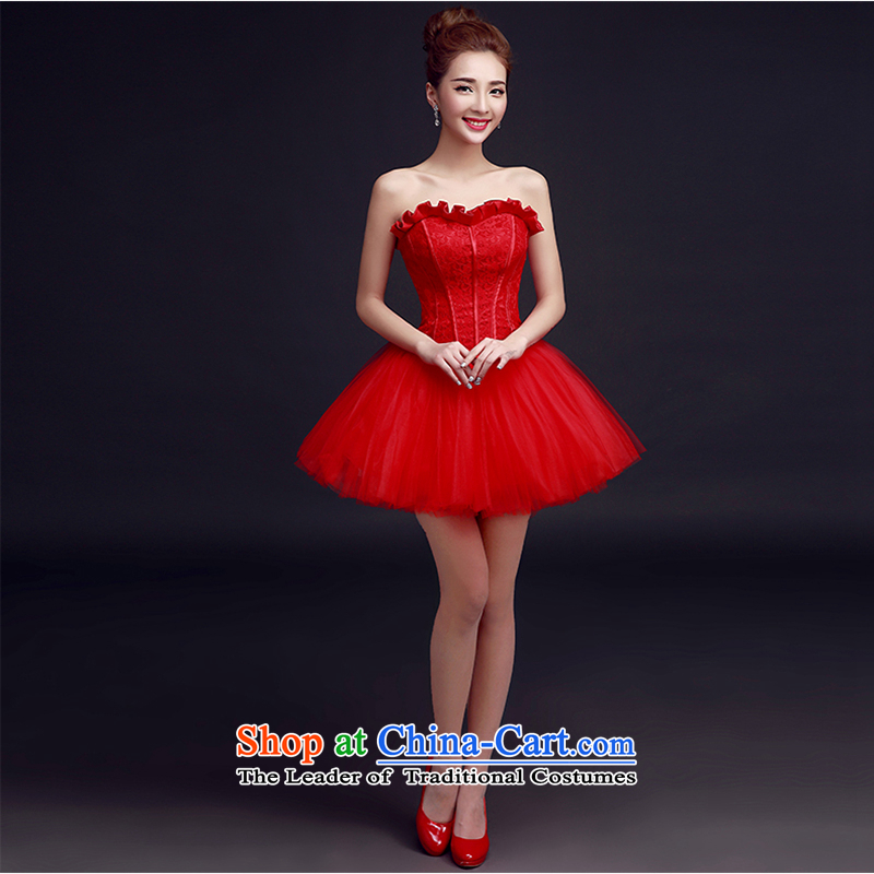 Evening dress 2015 Spring Banquet small Dress Short of a marriage bows service bridal dresses dresses summer female wine red , white first into about shopping on the Internet has been pressed.