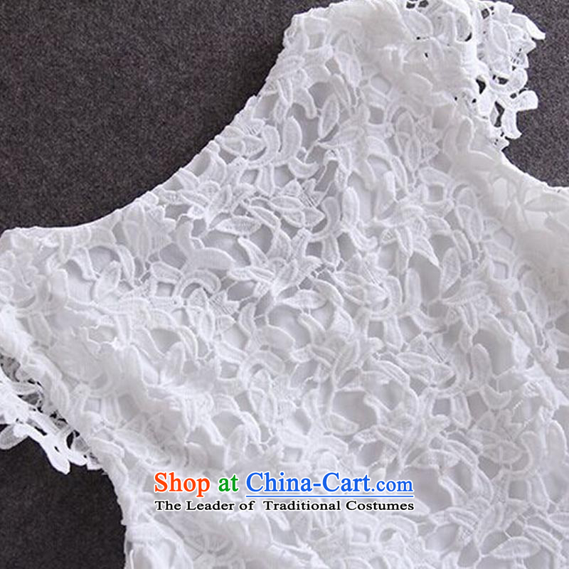 The estimated 2015 NZ Ziyi elegant water-soluble flower spell gauze dresses and sexy V-Neck Sau San long skirt dress 1396 White L, Niue, the , , , shopping on the Internet