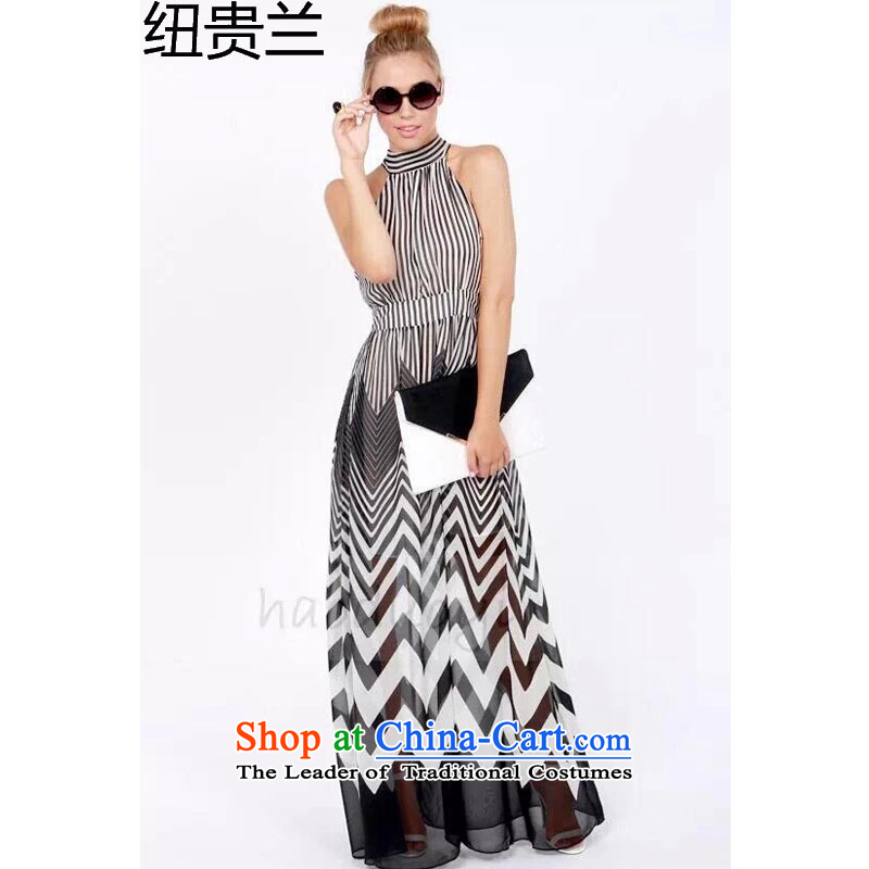 The foreign trade of Europe and the new summer female streaks creases long hang also chiffon dresses dress 7010 CreamXL